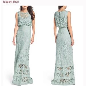 Tadashi Shoji Lace Jade Mint Maxi dress 4P 4 6